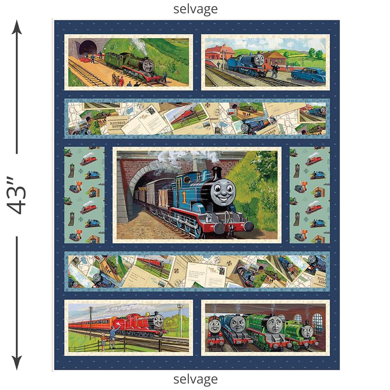 Thomas and Friends Panel (pd17017-panel) | Thomas & Friends 80th Anniversary | Riley Blake Designs | Riley Blake